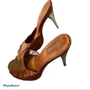 Marciano croc leather open toe stiletto  mules Sz 9.5